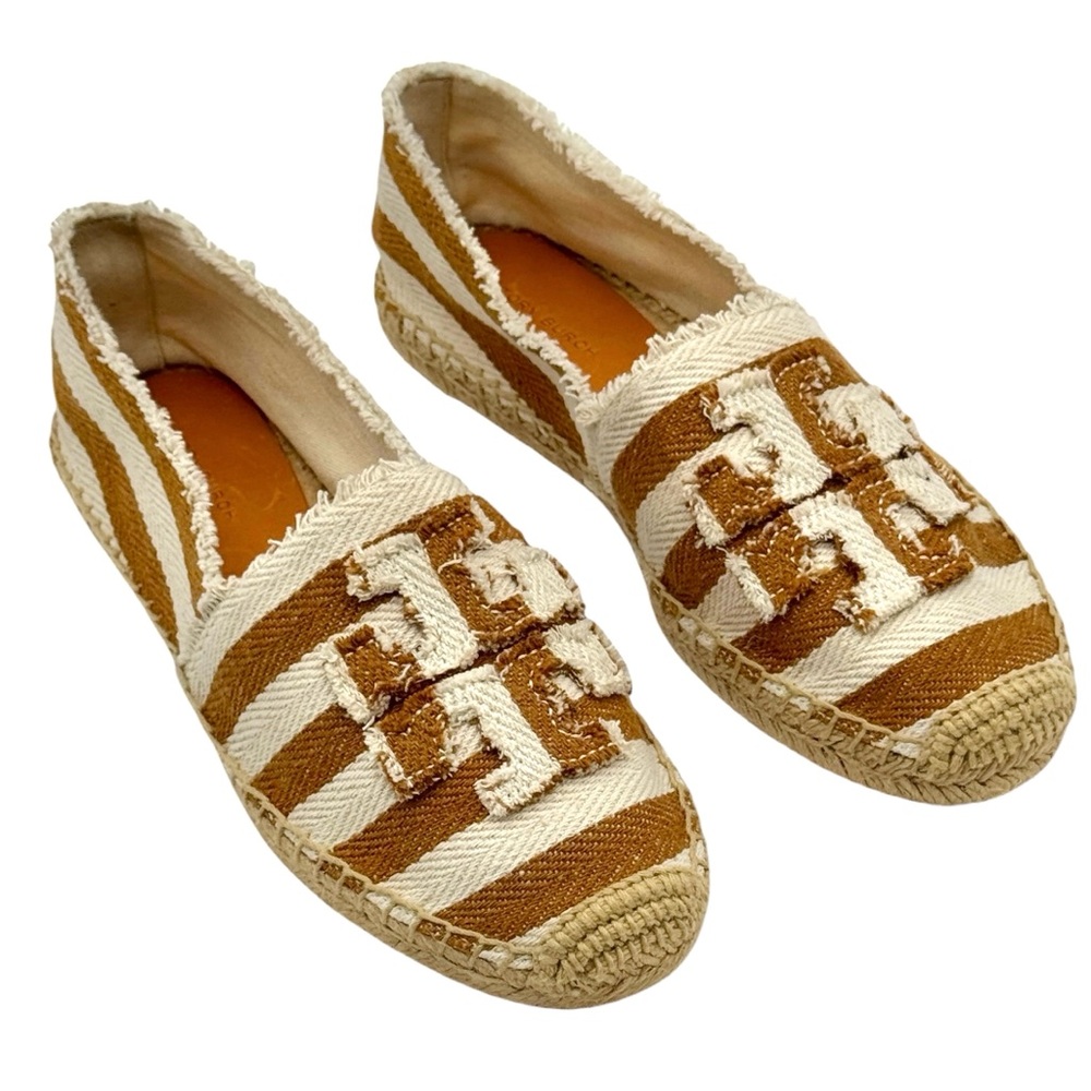 Tory Burch Fray Stripe Espadrille Flats Size 8